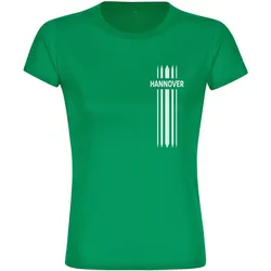 multifanshop Damen T-Shirt - Hannover - Streifen - Druck weiß - Frauen