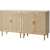 Vevor Rattanschrank Rattankommode mit 4 Türen 2 Stk. Verstellbare Regale Flur