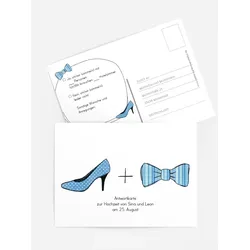 Antwortkarten Hochzeit selbst gestalten mit Spruch und Fotos im Onlinedesigner bei Meine-Kartenmanufaktur.de