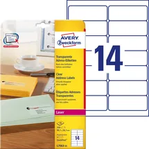 Avery Zweckform Adressetiketten L7563-25 transparent 99,1 x 38,1 mm 25 Blatt