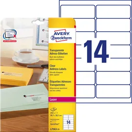 Avery Zweckform Adressetiketten L7563-25 transparent 99,1 x 38,1 mm 25 Blatt
