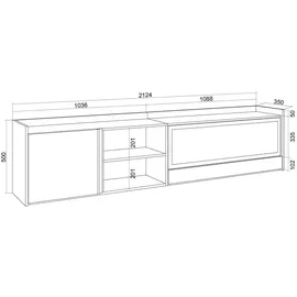 SKRAUT HOME Lowboard 212x50 cm Beige Holzwerkstoff