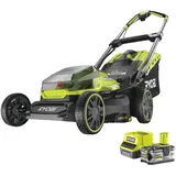 RYOBI 18 V ONE+ Brushless Akku-Rasenmäher RY18LMX40A-150 (Schnittbreite 40 cm, 6-fache Höhenverstellung 20-70 mm, Flächen bis 700m2, Variables Griffgestänge inkl. Mulchkeil, 1x5,0Ah Akku & Ladegerät)