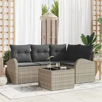 vidaXL Garten-Lounge-Set 5-tlg. hellgrau Polyrattan