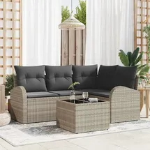 vidaXL Garten-Lounge-Set 5-tlg. hellgrau Polyrattan