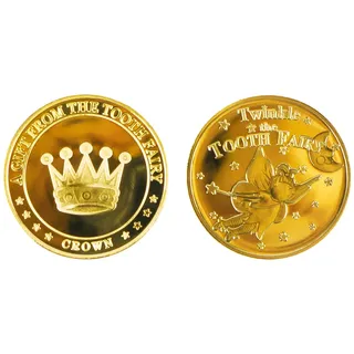 Namvo 2 Stück Zahnfee-Münzen, Zahnfee-Münze, Geschenke für Jungen und Mädchen, Zahnfee-Souvenirs, goldene Zahnfee-Münzen, Zahnfee-Geschenk-Souvenirs