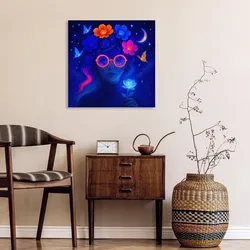 Acrylglasbild QUEENCE "Sternenblume", bunt (farbe bild(er): bunt), B:70cm H:70cm, Acrylglas, Bilder, Knallige, tolle Farben auf hochwertigem Acrylglas gedruckt