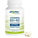 APOrtha APOrtha® Vitamin D3 10.000 I.E + 200 μg K2 99+% ALL-Trans, 365 vegetarische Tabletten hochdosiert u. teilbar, Premium Vitamin D und K Tablette leicht zu schlucken - Alternative zu Tropfen und Kapseln