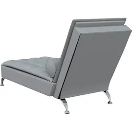 vidaXL Massage-Chaiselongue mit Nackenrolle hellgrau