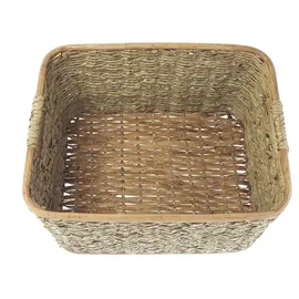 Dekoleidenschaft Aufbewahrungskorb aus Rattan 46 x 36 x 28 cm beige