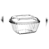 Pasabahce Borcam 2-Teilig Glasschale mit Glasdeckel, eckig, 1150 cc, D: 20,4cm Quadrat Auflaufform-Set