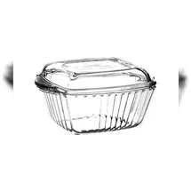 Pasabahce Borcam 2-Teilig Glasschale mit Glasdeckel, eckig, 1150 cc, D: 20,4cm Quadrat Auflaufform-Set