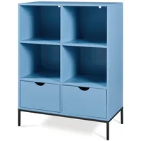 [en.casa] Bücherregal 105 x 80 x 40 cm Blau