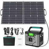 SWAREY Tragbare Powerstation mit 100W Solarpanel, 518Wh Lithium Batterien, 500W (Spitze 1000W) AC Ausgang, 65W USB-C Anschluss, Solargenerator für Party Reise Camping Wohnmobil Notfall