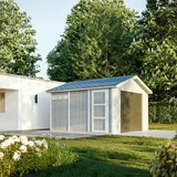 TIMBELA Garage Premium M990B 378 cm x 412 cm x 269 cm Natur