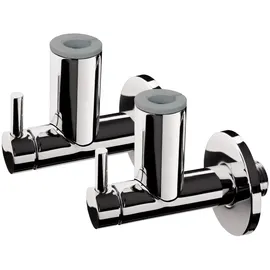 Milamondo Design Eckventil mit Schubrosette | EXKLUSIV | 1/2 Zoll | Messing verchromt 2er-Set