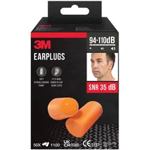 3M Einweg-Gehörschutzstöpsel Weichschaum SNR-Wert 35 dB Orange 50er-Pack