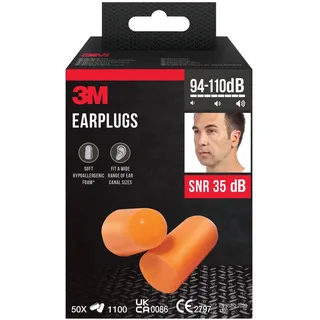 3M Einweg-Gehörschutzstöpsel Weichschaum SNR-Wert 35 dB Orange 50er-Pack