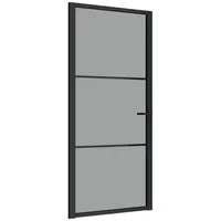 vidaXL Innentür 93x201,5 cm Schwarz ESG-Glas und Aluminium