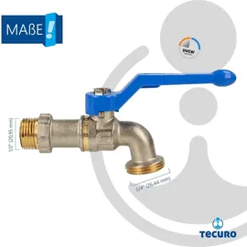 tecuro Auslaufkugelhahn 1/2 Zoll DVGW geprüft Messing vernickelt