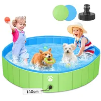 Hundepool für Große & Kleine Hunde, 140cm Faltbarer Hunde Pools Hundebadewanne, PVC Schwimmbecken Planschbecken für Kinder und Hunde, Tragbar Hundebecken Hundebadewanne