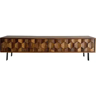 FineBuy TV Board Lowboard 160 x 35 x 40 cm Braun/Massivholz