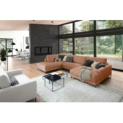 KAWOLA Sofa CARA Wohnlandschaft U-Form Cord rost Longchair rechts