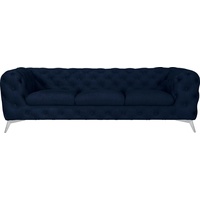 Leonique Chesterfield-Sofa »Glynis«, aufwändige Knopfheftung, moderne Chesterfield Optik, Fußfarbe wählbar blau