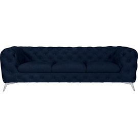 Leonique Chesterfield-Sofa »Glynis«, aufwändige Knopfheftung, moderne Chesterfield Optik, Fußfarbe wählbar blau