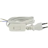 Unitec Euro-Zuleitung mit Schnurschalter, H03VVH2-F 2x0,75mm2, mit verbautem Euro-Stecker, IP20, 2m, weiß