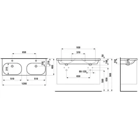 Laufen Lua Doppelwaschtisch 120 x 46 cm (H8140814001041)