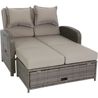 greemotion Rattan-Lounge Bahia Rondo, Sofa & Bett aus Polyrattan, Indoor & Outdoor, 2er Garten-Sofa mit Stahl-Gestell, Daybed, braun-beige