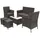 garmio GARMIO® ASTI Rattan Sitzgruppe 6-teilig Polyrattan Gartenmöbel Set mit 2 Sesseln, 2 Hockern, Bank + Hartglas-Tisch wetterfest & wasserabweisende Kissen