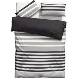 H.I.S. Majoran gestreift Grau 135 x 200 cm + 2 x 40 x 80 cm