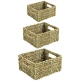 IDIMEX Aufbewahrungskorb CABO (Set), Aufbewahrungsbox 3er Set geflochten aus Seegras praktischer Organizer beige