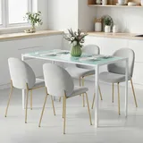 Küchentisch gehärtetes Glas 6 mm, Esstisch Glas, Glastisch Esszimmertisch Metallgestell, Weiß | bis 80 kg | 4–6 Personen | 120 x 60 x 75 cm - Weiß