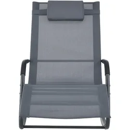 [en.casa] Liegestuhl, Caracena 2er Set 147x63x89cm Sonnenliege bis 120kg Schwingliege Schaukelnd Dunkelgrau