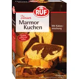 RUF Marmorkuchen, Backmischung für einen Kuchen mit Marmormuster, hellerTeig mit Kakaomischung, extra saftig und locker, vegane Variante möglich