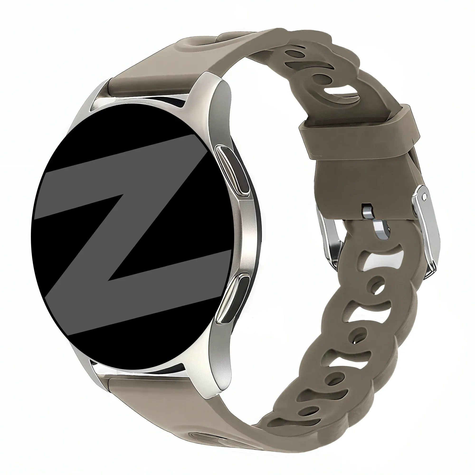 Bandz Actyve Smartwatch 20mm Armband Silikon 'Chains' für Actyve Smartwatch 20mm - Beige/braun - Schnallenverschluss