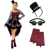 Morph Karneval Kostüm Damen Steampunk, Kostüm Steampunk Damen, Steampunk Damen Kostüm, Damen Kostüm Steampunk, Karneval Kostüm Damen Steampunk, Steampunk Damen Kleid, Gothic Kleidung Damen -XL