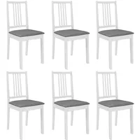 Tidyard 6er Set Holz Esszimmerstühle mit Polstern | Küchenstuhl Wohnzimmerstuhl Stuhlgruppe | Massivholz Sitzgruppe Esszimmer Stuhl-Set Grau
