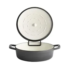 APS Bräter mit Deckel "5 STARS", Gusseisen, induktionsgeeignet, ofenfest, inkl. Deckelhalter, Ø 25 cm, anthrazit