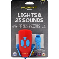 hornit Mini Blau/Rot / Fahrradklingel Fahrradhupe Signalhorn mit Licht für Kinder - 25 Soundeffekte und 5 Lichteffekte - Fahrradglocke