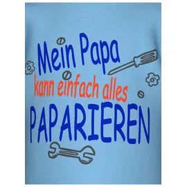 TRIGEMA T-Shirt TRIGEMA "TRIGEMA T-Shirt mit lustigem Spruch-Print", Mädchen, Gr. 80, blau (horizont), Feinripp, 100% Baumwolle, Basic, Rundhals, Shirts T-Shirt