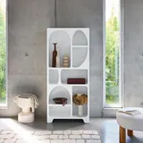 sweeek Organisches Bücherregal mit weißer Holzoptik 8 Fächer
