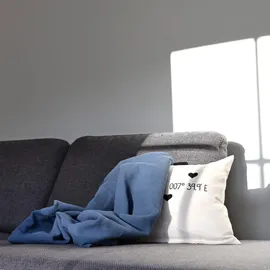 ZOLLNER Waffelpique Decke, 150x200 cm, Baumwolle, atmungsaktiv, blau