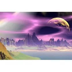 Fototapete PAPERMOON "PLANETEN-FUTURISTISCH WELTRAUM MOND GALAXIE UNIVERSUM", bunt, B:3,50m L:2,60m, Vlies, Tapeten