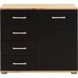 Priess Kombikommode PRIESS "Barcelona mit 4 Schubkästen und Tür in 6 Farben", schwarz (astkernbuchefarben, schwarz), B:82cm H:71cm T:38cm, Holzwerkstoff, Sideboards, Kombikommode
