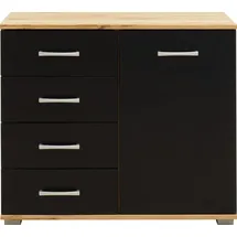 Priess Kombikommode PRIESS "Barcelona mit 4 Schubkästen und Tür in 6 Farben", schwarz (astkernbuchefarben, schwarz), B:82cm H:71cm T:38cm, Holzwerkstoff, Sideboards, Kombikommode