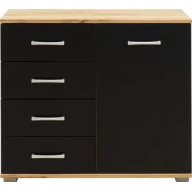 Priess Kombikommode PRIESS "Barcelona mit 4 Schubkästen und Tür in 6 Farben", schwarz (astkernbuchefarben, schwarz), B:82cm H:71cm T:38cm, Holzwerkstoff, Sideboards, Kombikommode